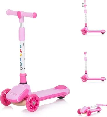 Produktbild von Chipolino Kinderroller Rapido Anti-Rutsch-Griffe, Hinterradbremse, klappbar, LED rosa