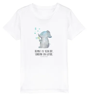 Produktbild von Mr. & Mrs. Panda Kleinkinder T-Shirt Elefant Seifenblasen 9-11 Jahre (134/146) - Weiß - Geschenk, Jungen, Heimat, Kindershirt, Elefanten, Teenager, Kinder Baumwoll, Liebe