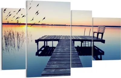 Produktbild von Bild auf Leinwand - Leinwandbild - See Brücke - 120x70cm - Wand Bild - Wanddeko - Wandbilder - Leinwanddruck - Bilder - Kunstdruck - Wanddekoration - Leinwand bilder - Wandkunst - DL120x70-3698