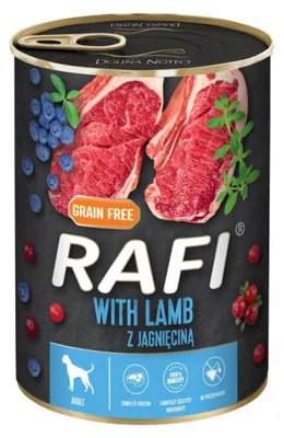Immagine prodotto di Rafi con agnello - cibo umido senza cereali per cani adulti di tutte le razze 400g