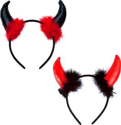 Produktbild von Oblique Unique Haarreifen Set 2x Teufelshörner Haarreif für Halloween Fasching Karneval Party Kostüm Accessoires