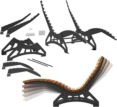 Produktbild von Gartenliege Lounger 800 Stahl verzinkt Bausatz ohne Holzlatten | Untergestell 680 mm breit massiv 6 mm stark schwarz Sonnenliege Waldsofa Wellnessliege Terassenliege