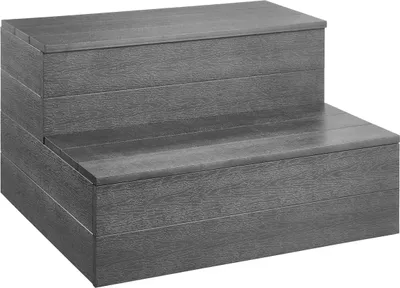 Zdjęcie produktu dla Schodki do wanny z hydromasażem, 2-stopniowe schody ogrodowe do spa, wytrzymała drabinka do basenów naziemnych/nadmuchiwanych o szerokości 635 mm z tworzywa HIPS, nośność 272,2 kg, wielofunkcyjne zastosowanie na werandzie, patio, tarasie, w kamperach, kolor grafitowy