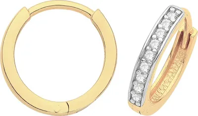 Produktbild von Schöne 9 Karat (375) Gold Damen - Paar Creolen mit Zirkonia - 11mm*2mm; TRS35838