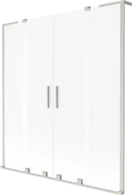 Produktbild von Mexen Velar L Duo Badewannenaufsatz 2-flügelig verschiebbar 140 x 150 cm, Frostglas, gebürsteter Nickel - 896-140-003-32-97