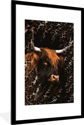 Produktbild von MuchoWow® MuchoWow® Gerahmtes Poster Tier - Schottisches Hochlandrind - Spiel 60x90 cm - Poster mit zchwarzem Bilderrahmen - Dekoration - Wandposter Wohnzimmer - Hochwertig