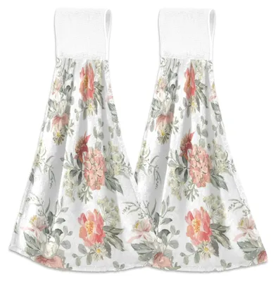 Produktbild von Rosa Blumen Mikrofaser Badetuch Set mit Schlaufe