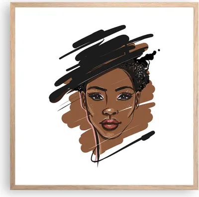 Produktbild von Gerahmtes Poster - Rahmen in heller Eiche - Afrikanisch Modern Porträt - 60x60 cm - Wand Bild - Wanddeko - Wandbilder - Kunstposter - Wandposter - Bilderrahmen - Bilder - Kunstdruck - P2NAC60x60-4646