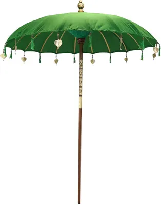 Produktbild von Bali Sonnenschirm Balinesischer Schirm Garten Baumwolle Sonnenschutz Handarbeit Retro Vintage Dekoschirm 2-teilig ca.180 cm, Farbe:Dunkelgrün