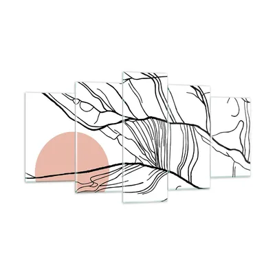 Produktbild von Bilder auf glas - 5 Teile - Abstraktion Linien Sonne - 160x85cm - Glasbilder - Wandbilder - Bilder - zum Aufhängen bereit - Wanddekoration aus Glas - Glas Bilder - Wandbild auf Glas - GEA160x85-4770