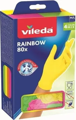 Produktbild von VILEDA Mehrzweck-Handschuhe Rainbow mehrfarbig aus Nitril 80 Stück Gr. M/L
