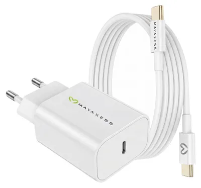 Obrázok produktu pre Mayaxess, 20 W napájací adaptér pre Galaxy S24 Fe + kábel USB-C 1 m, biely