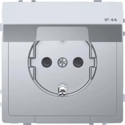 Produktbild von Merten MEG2314-6036 Schutzkontakt-Steckdose mit Klappdeckel, IP44, Berührungsschutz, Steckklemmen Edelstahl, System Design
