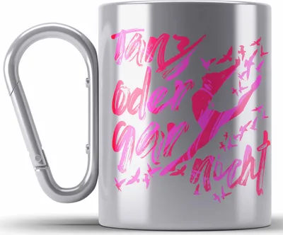 Produktbild von Trendation - Tanzen Geschenk Kinder Mädchen Edelstahl Tasse Karabiner Tanz Oder Gar Nicht Ballett Tänzer Ballerina Geschenkidee (Silber)