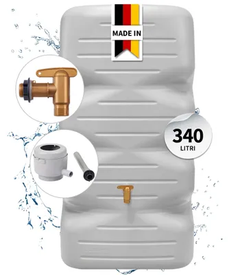 Immagine prodotto di GARANTIA CUBUS serbatoio da giardino set completo 340 litri grigio cemento incl. rubinetto in plastica e raccordo pluviale, Immagine generata dall'IA