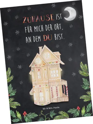 Produktbild von Mr. & Mrs. Panda Postkarte Lebkuchenhaus - Eisblau - Geschenk, Ansichtskarte, Postkarten, bildkarte, Weihnachten, Grußkarte, Ansichtskarten