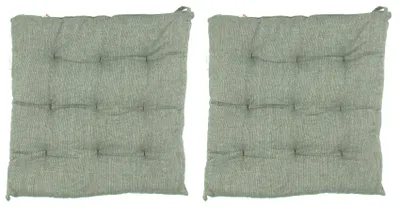 Produktbild von 2er Set Pastellgrüne Sitzkissen Stuhlauflagen 9-Punktesteppung mit Befestigungsbänder für Innen und Außen 40x40x5cm