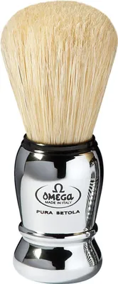 Image de Brosse à raser Omega en poils purs, modèle 10029, manche chromé