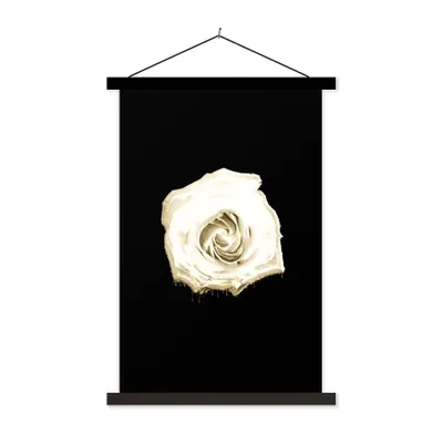 Produktbild von MuchoWow® Textilposter Blume - Weiß - Rose 120x180 cm mit schwarzem Rahmen - Fotos