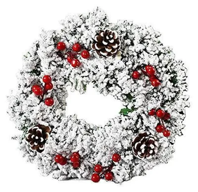 Produktbild von Weihnachtskranz 30cm Künstlich Tannenkranz mit Kugeln & Blumen