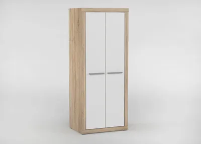 Produktbild von Drehtürenschrank / Kleiderschrank Madryn 05, Farbe: Eiche Sonoma / Weiß - 195 x 80 x 55 cm (H x B x T)