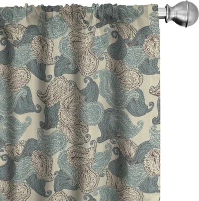 Produktbild von ABAKUHAUS Paisley Vorhänge, Gardinen, Motive aus der persischen Kultur Teardrop Form Swirled Tipp Orientalischen Nahen Osten Muster, 2 Stück 75 x 245 cm, Mehrfarbig