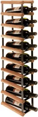 Zdjęcie produktu dla Modułowy stojak na wino VINOTECA MOD METAL | wys. x szer. x gł. 92,5x12,5x24,5 cm | 1x9 butelek | lite drewno sosnowe | olejowany brąz