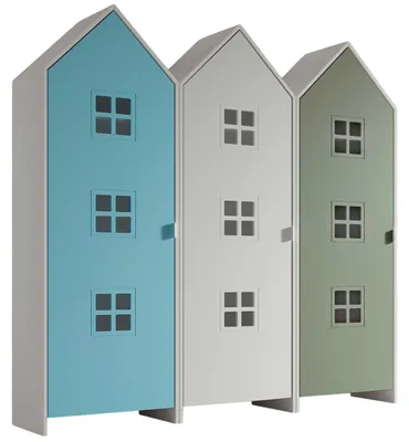 Produktbild von VIPACK - CASAMI BRUGES Set 3-tlg. best. aus: Schrank 1-trg. mit Front in Blau, Weiß u. Grün