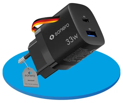 Image de SONERO Chargeur USB-C & USB-A GaN, X-PS120, 2 ports, 33W, noir