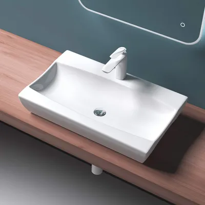 Produktbild von Mai & Mai Waschbecken Aufsatzwaschbecken Hängewaschbecken BTH: 63x40x12cm Weiß aus Keramik inkl. Nano-Beschichtung Brüssel890