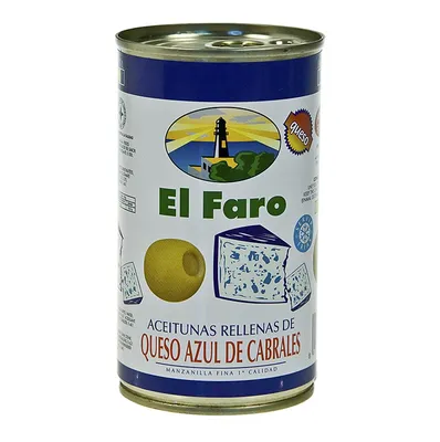 Produktbild von El Faro | Grüne Oliven gefüllt mit Cabrales-Käse | Spanische Tapas | 350 g / 150 g Abtropfgewicht