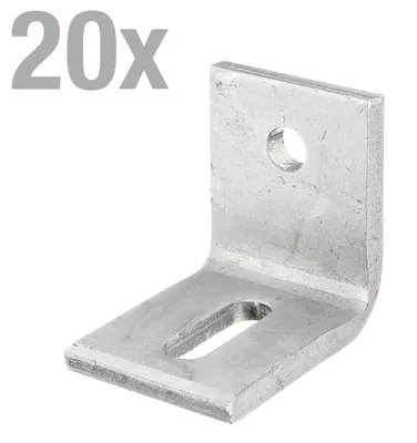 Zdjęcie produktu dla Alberts 866761 Kątownik regulacyjny, z otworem podłużnym, do mocowania w betonie, ocynkowany ogniowo, 77 x 77 x 60 mm, zestaw 20 sztuk