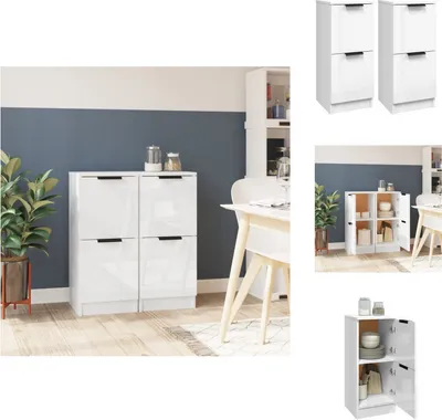 Produktbild von vidaXL Sideboards 2 Stk. Hochglanz-Weiß 30x30x70 cm Holzwerkstoff - Sideboards