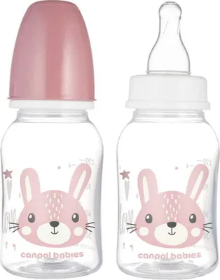 Obrázok produktu pre Canpol Babies Cute Animals Butelka 120 ml standardowa różowa 11/851_PIN, 1 sztuka
