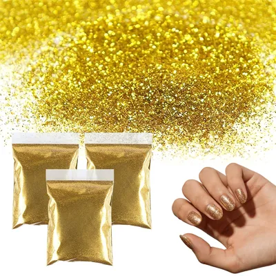 Bastelglitter 150 g, Goldpulver, 3 Beutel à 50 g