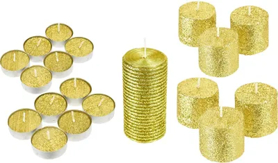 Produktbild von Set Kerzen mit goldenem Glitzer