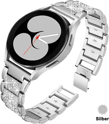 Produktbild von FFO2World Luxus-Metallarmband 22 mm – Edelstahl mit Strass – Für Galaxy Watch 46/3 45 mm, Gear S3, Amazfit GTR 47/3/2, Huawei GT 6 – Silber