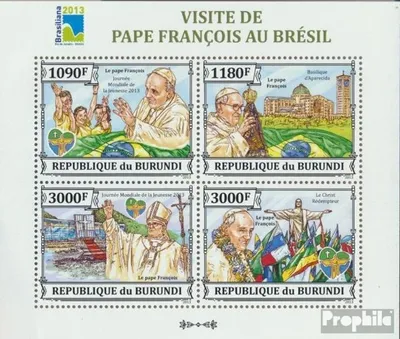 Produktbild von Briefmarken Burundi 2013 Mi 3303-3306 Kleinbogen (kompl. Ausgabe) postfrisch Papst Franziskus