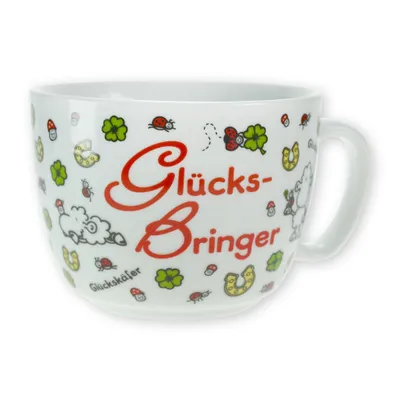 Produktbild von Sheepworld - 43716 - Kaffeetasse, Glücksbringer, Porzellan, 350ml, 10,5cm x 8cm, spülmaschinengeeignet