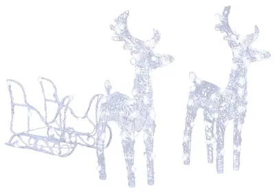 Produktbild von vidaXL Rentiere & Schlitten Weihnachtsdekoration 160 LEDs 130 cm Acryl
