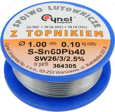 Zdjęcie produktu dla Spoiwo Lutownicze (Cyna) Sn60Pb40 1,0/100