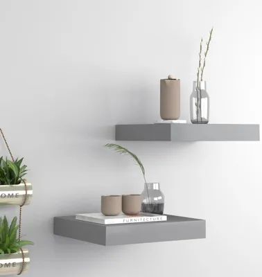 Obrázok produktu pre The Living Store Schweberegale 2 ks. Sivá 23x23,5x3,8 cm MDF