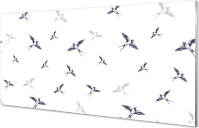 Produktbild von Glasbilder 100x50 Wandkunst Vögel mit Blumen
