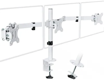 Produktbild von PUTORSEN 3 Monitor Tischhalterung für 13–27 Zoll Bildschirme, höhenverstellbarer Monitorständer mit VESA-Halterung, Weiß