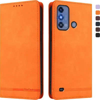Obrázek produktu pro Pouzdro pro ZTE Blade A53 Pro, retroPolyuretankožené flip pouzdro s stojánkem a přihrádkami na karty Pomerančový