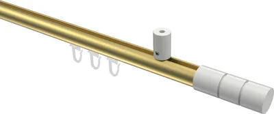 Produktbild von Interdeco Innenlaufstange / Gardinenstange mit Innenlauf Messing-Optik / Weiß, Typ Sonius Elanto (Rillenzylinder) Deckenmontage, 20 mm Ø 1-läufig, 160 cm