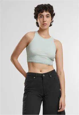 Immagine prodotto di Canotta da donna Urban Classics, modello cropped a coste, colore frostmint, taglia XXL