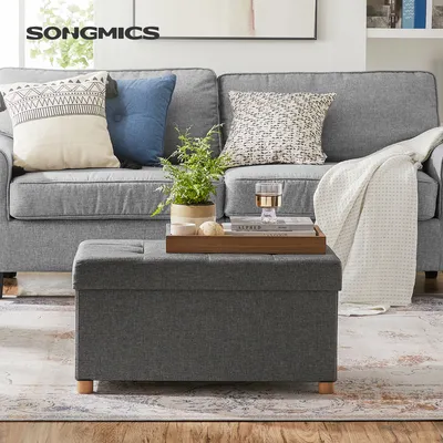 Produktbild von SONGMICS Sitzhocker, 77L, klappbare Sitztruhe, Aufbewahrungsbox, dunkelgrau