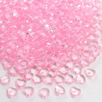 600 rosa Herzdiamanten Konfetti, 12 mm, Acryl, Glitzer, Streudeko
