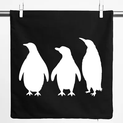 Produktbild von Huuraa Kissenbezug Pinguine Silhouette 40x40cm Black Baumwolle Dekokissenbezug Geschenkidee